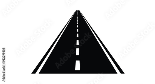 A minimalist illustration depicts a straight black road receding into the distance high quality professional detailed