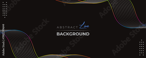 Colorful abstract curvy line pattern on a black background