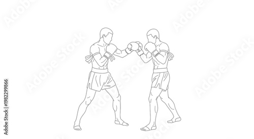 Two boxers in fighting stance facing each other.