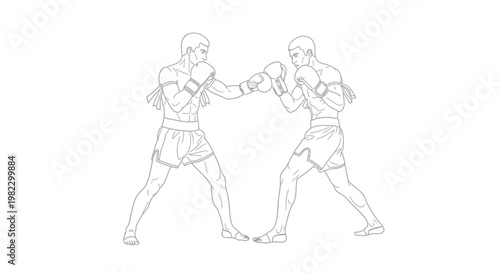 Two boxers in fighting stance facing each other.