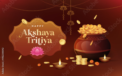 Happy Akshaya Tritiya Festival Background Design Template
