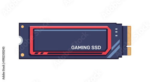 A sleek gaming SSD with a red and blue design on a white background