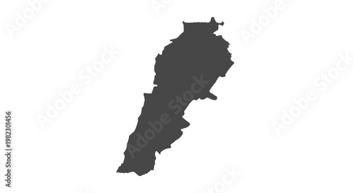 A stark black silhouette depicts the geographical shape of lebanon a middle eastern nation high quality
