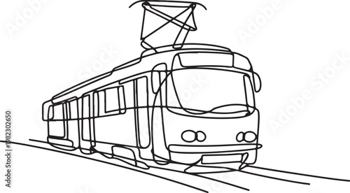 Minimalist Tram Line Illustration for Urban Transport and City Mobility Concepts