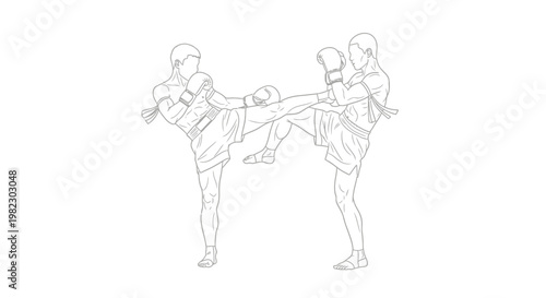 Two boxers engaged in intense combat training.