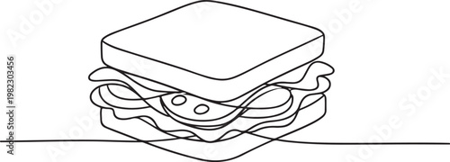 Simple Sandwich Line Illustration Minimal Food Concept Drawing