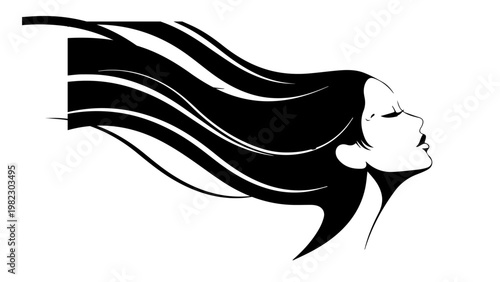 Silhouette of a woman with flowing hair