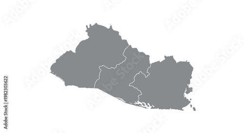 A grayscale map depicting the outline of the country of el salvador in central america