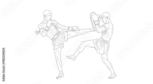 Two boxers engaged in intense combat.