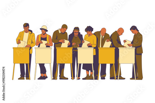 Voters fill out ballots at the booths.