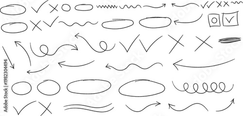 Collection of hand drawn scribbles and sketchy lines a black and white doodle compilation