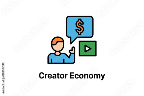 Creator economy concept with person and money speech bubble icon