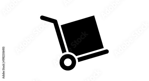 Vector illustration of hand truck with a cardboard box icon on a transparent background
