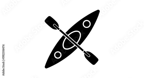 Vector illustration of kayak with paddle icon, vector illustration of a recreational boat for water sports on a transparent background