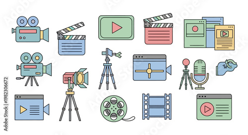 Film production icons and symbols.