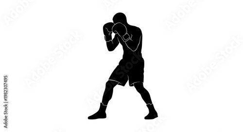 A black silhouette of a boxer.