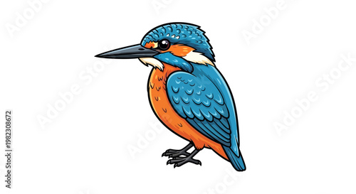 Colorful Kingfisher Bird Perched Sideways.