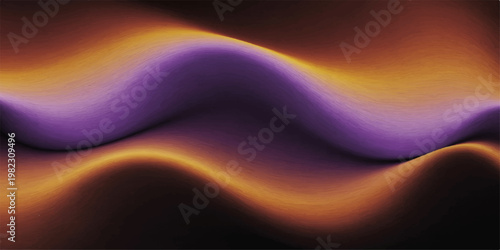 Abstract glowing blue background with flowing satin waves and a smooth silk texture featuring a soft purple and orange light pattern in a motion curve design