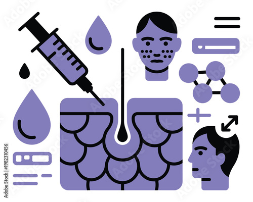 Skin treatment process shows the cells.
