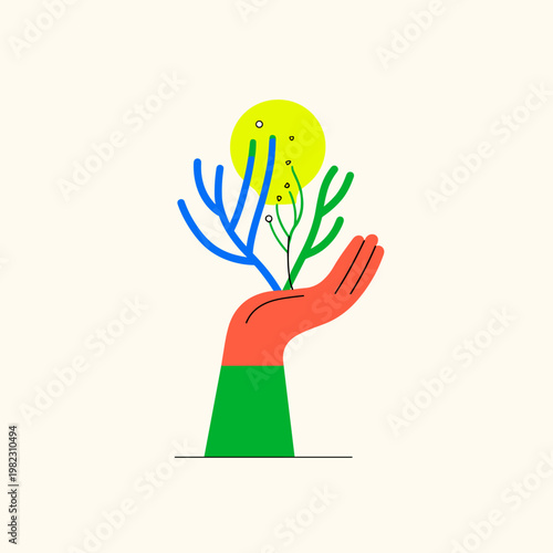 Hand Holding a Bioluminescent Seed Orb in Minimalist Bio-Art