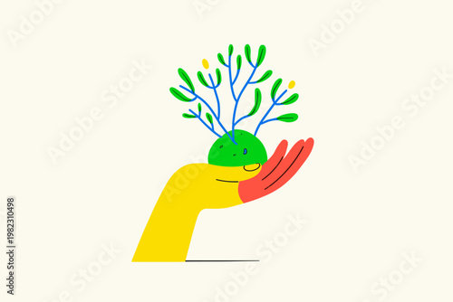 Hand Holding a Bioluminescent Seed Orb in Minimalist Bio-Art