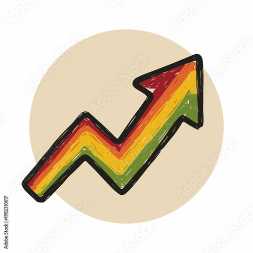 Colorful Upward Trend Arrow Symbolizing Growth and Success for Business Reports, Presentations, Blogs, and Educational Materials