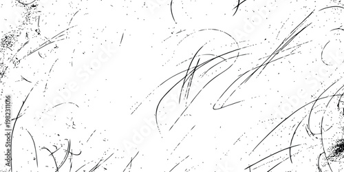 Abstract curved scribble grunge texture with soft scratch lines artistic distressed overlay high contrast isolated white background flat vector illustration