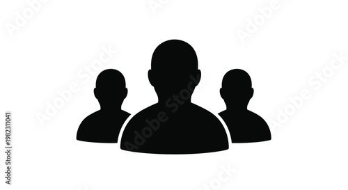 A simple black silhouette depicts three human heads arranged closely together high quality professional detailed modern