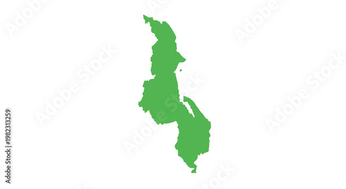 A solid green outline depicts the geographical shape of the african country malawi high quality professional
