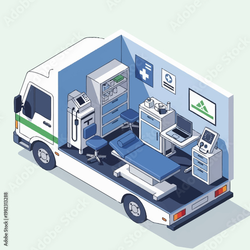 Mobile Medical Clinic Inside a Truck.