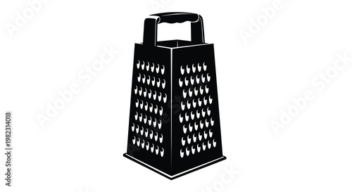 A black and white illustration of a box grater a common kitchen utensil high quality professional