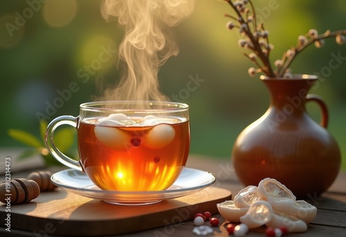 Serene Rose Hip Tea Infused with Honey Calmness Meditation Retreat Vibe