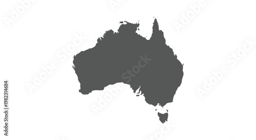 A stark black silhouette depicts the continental outline of australia and tasmania high quality professional detailed