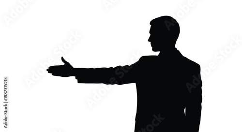 A professional businessman vector illustration offers a firm handshake, symbolizing partnership and a deal completion graphic design.