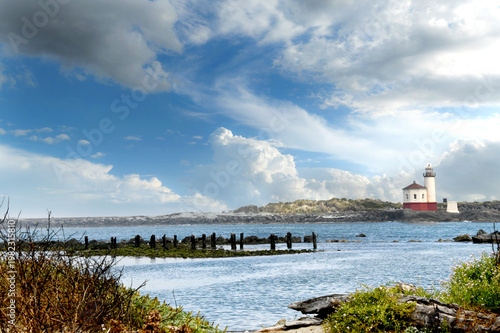 Coquille River Runs in Front of Lighthouse