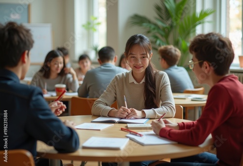 Private Language School Interactive Conversation Class Engaging Comfortable Room Learning Atmosphere