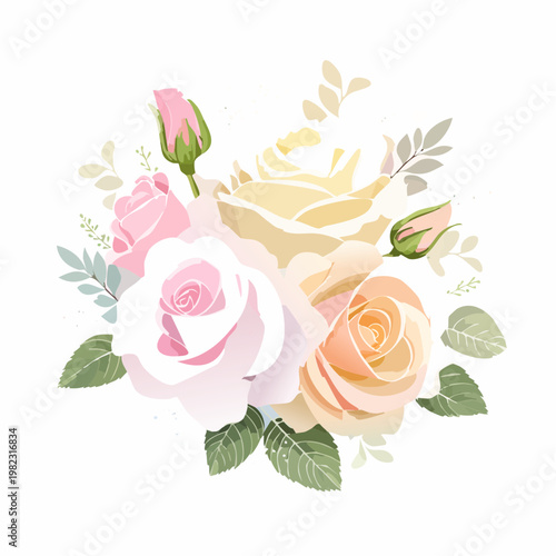 Eleganter Rosenstrauß in Pastellfarben