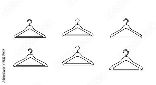 Quadro su tela Six clothing hangers arranged in a minimalist style silhouette