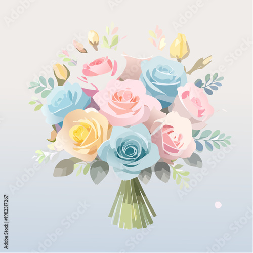 Eleganter Rosenstrauß in Pastellfarben