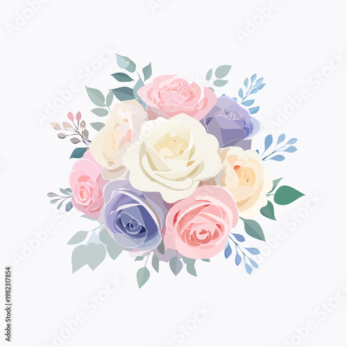 Eleganter Rosenstrauß in Pastellfarben