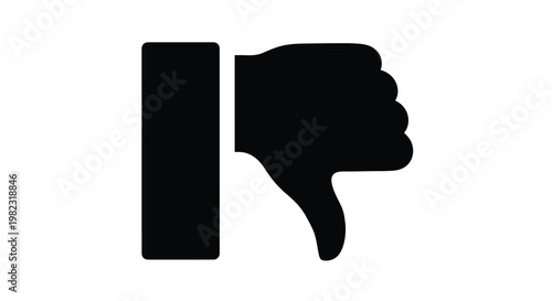 A stark black silhouette depicts a hand giving a thumbs down gesture conveying disapproval high quality