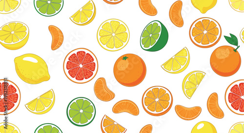 Citrus Fruit Slices Pattern Icons Set Featuring Oranges, Lemons, Limes, Grapefruits, and Tangerines for Websites, Apps, and Digital Media