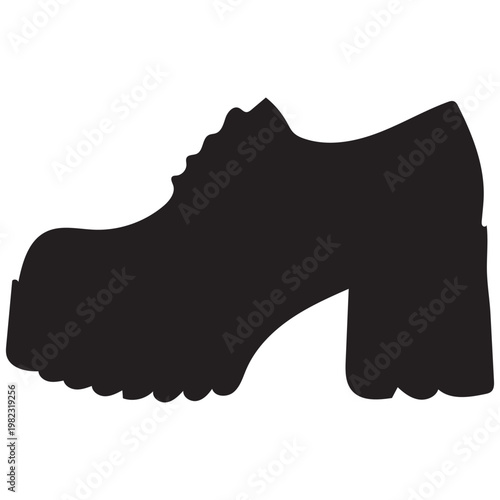 Chunky Platform Shoe Icon Silhouette Fashion Footwear Isolated on White Background