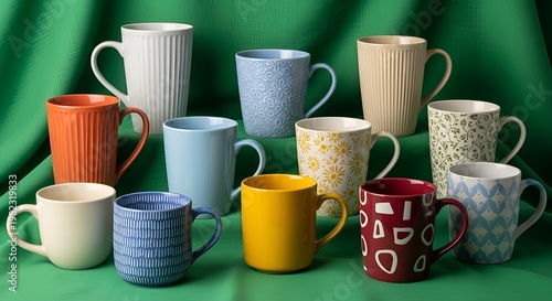 colorful ceramic mugs