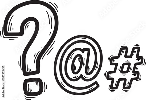 Hand-Drawn FAQ and Digital Communication Symbols