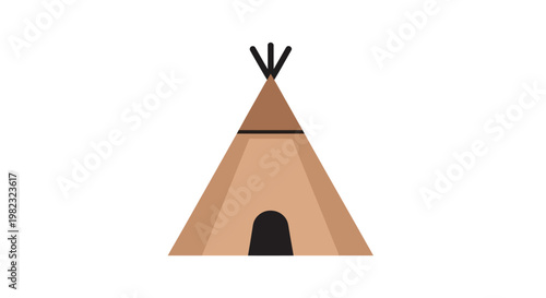 Flat vector illustration of a traditional native american teepee tent.
