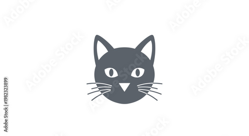 Stylized cat head icon design in a simple vector illustration