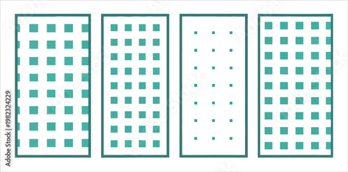 Window grid frame vector set isolated on white background. Modern pane patterns with square dots for architecture and interior design. Editable line illustration for construction, renovation, and CAD 