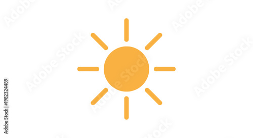 Stylized sun illustration on white background for weather and design
