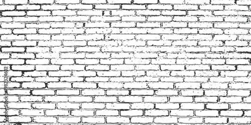 A high contrast black and white artistic sketch representation of a standard brick wall pattern